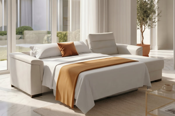 BLANCO - Divano Letto con Penisola e Materasso Alto 20 cm