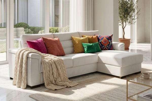 BLANCO - Divano Letto con Penisola e Materasso Alto 20 cm