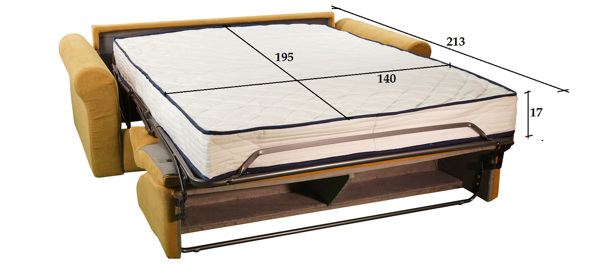 Dimensioni del divano letto aperto