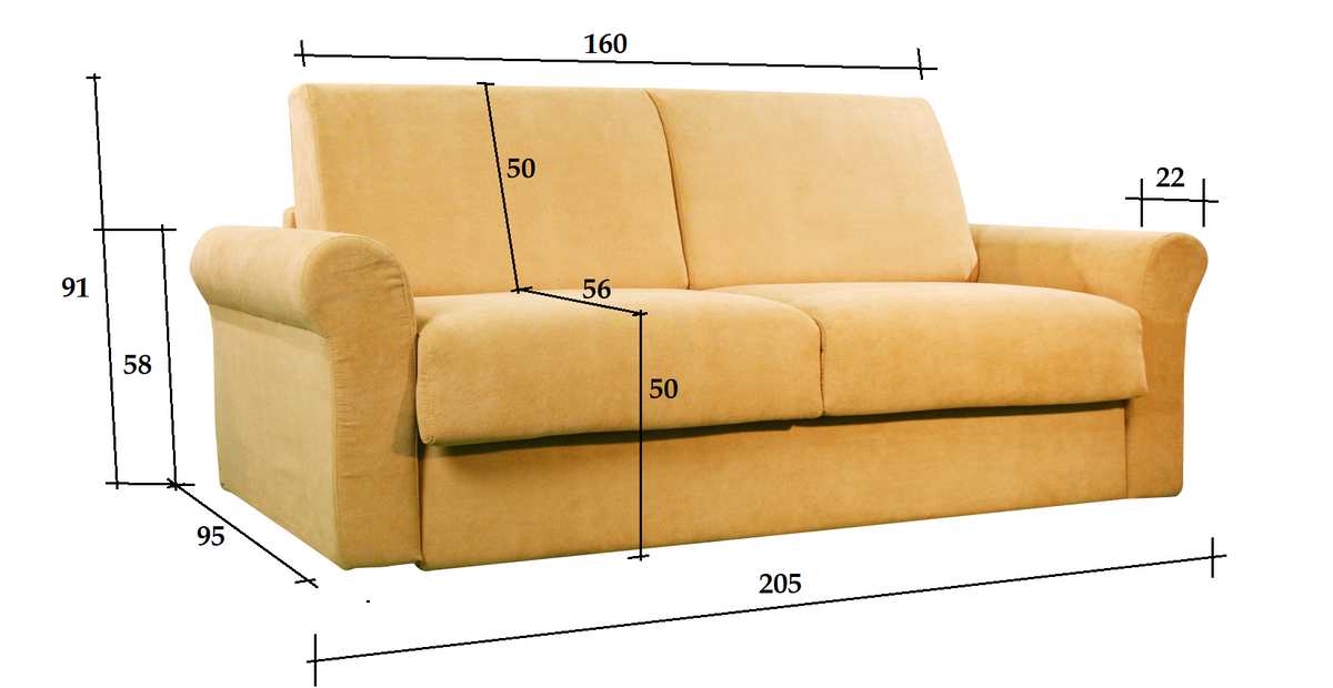 Dimensioni del divano letto chiuso