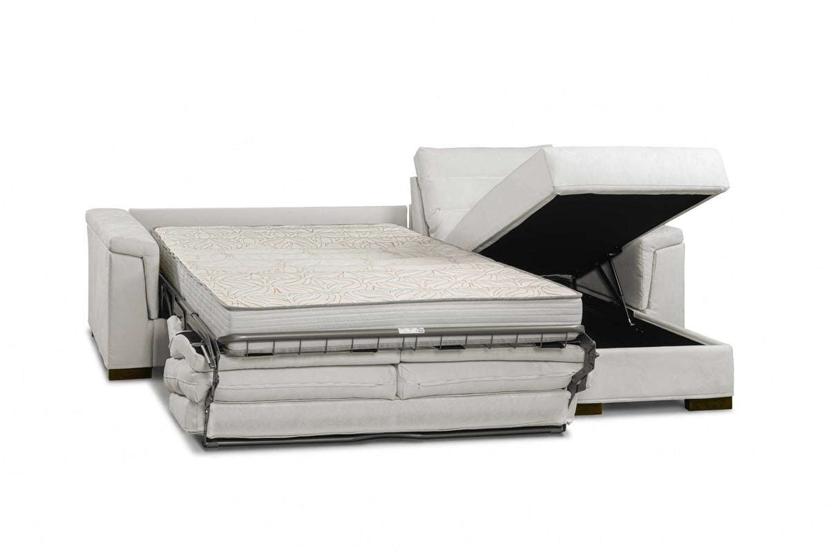 BLANCO - Divano Letto con Penisola e Materasso Alto 20 cm