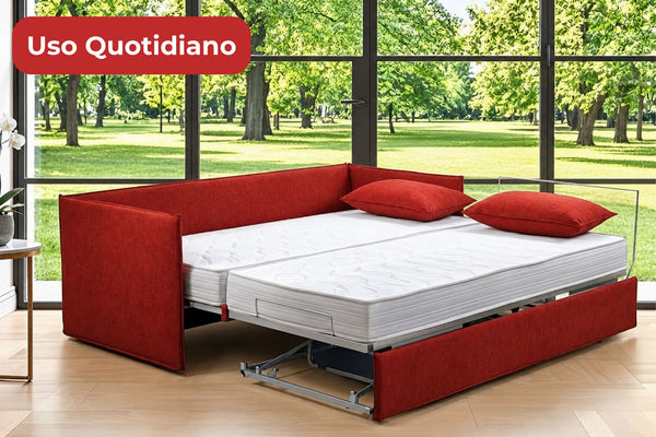 DUOTTO - Divano Letto Estraibile con 2 Materassi Alti 18 cm