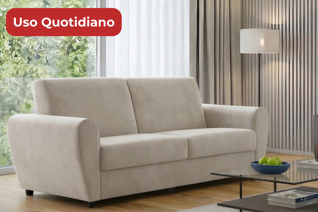 EGAN - Divano Letto Moderno con Materasso Alto 20 cm