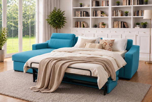 REBECCA - Divano Letto Angolare con Materasso Alto 17 cm