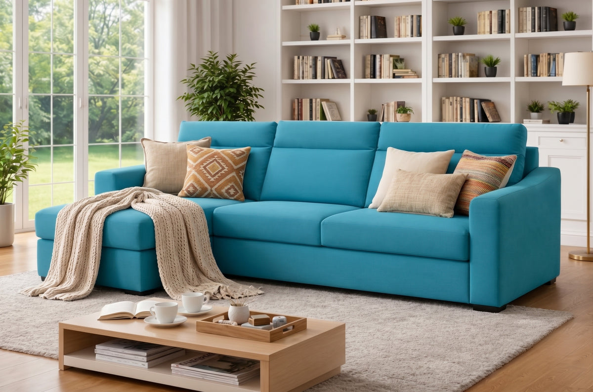 REBECCA - Divano Letto Angolare con Materasso Alto 17 cm