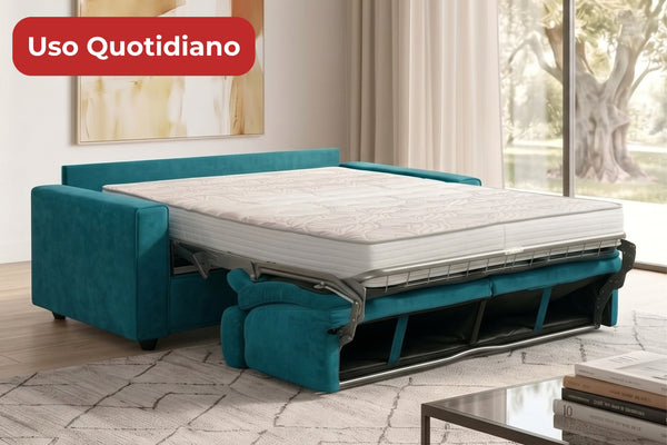 SERENO - Divano Letto con Poggiatesta Reclinabili Materasso Alto 20 cm