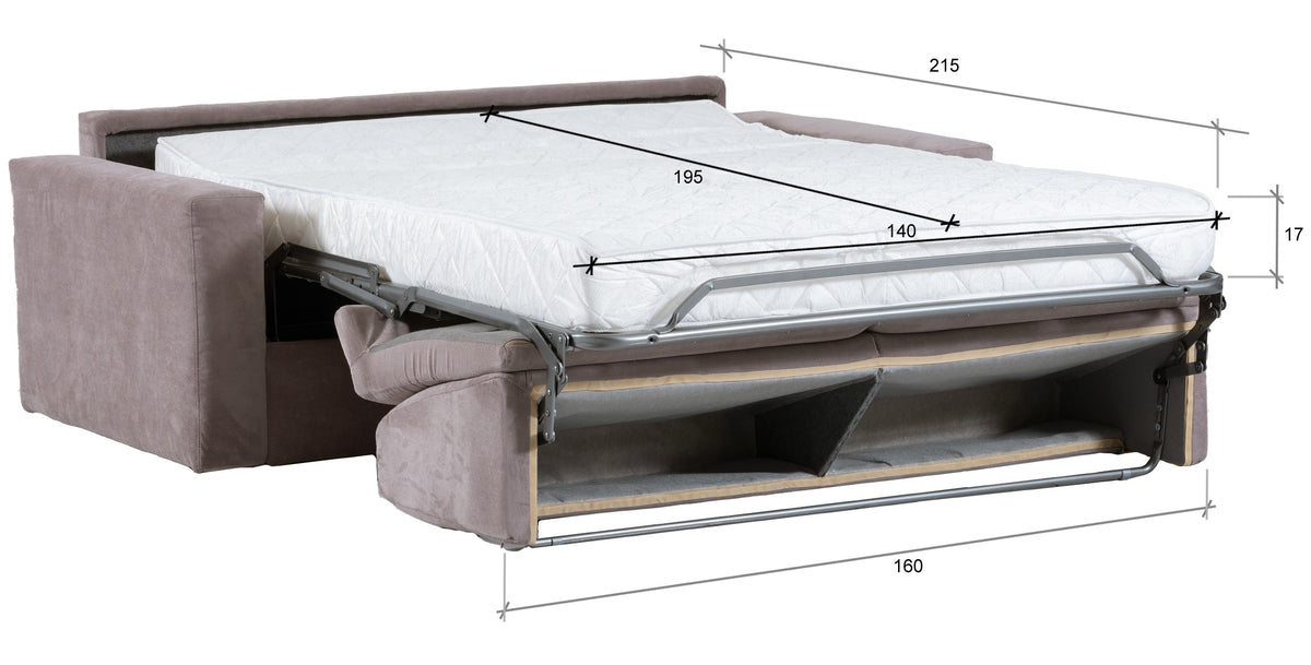 Dimensioni del divano letto aperto