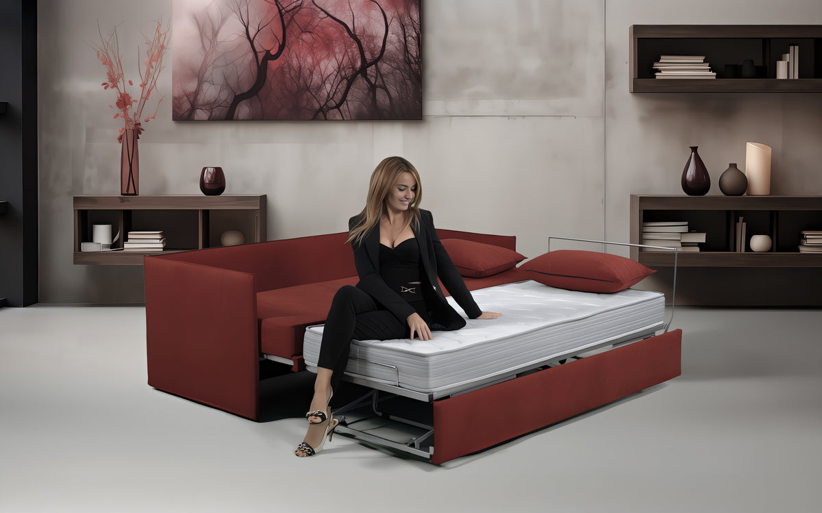 DUOTTO - Divano Letto Estraibile con 2 Materassi Alti 18 cm